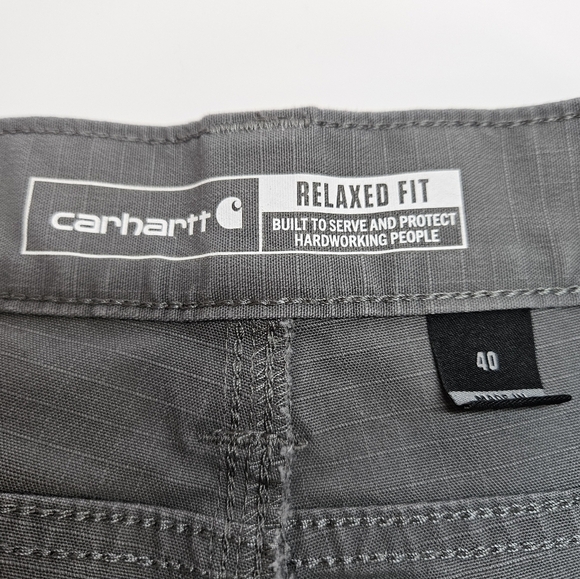 Carhartt Men's Rugged Flex Relaxed Fit Ripstop Cargo Work Short Steel Gray 40 - Picture 4 of 7